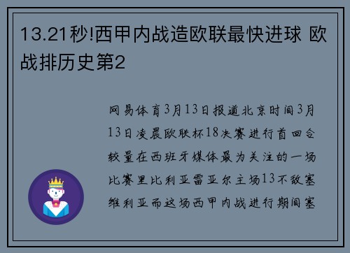 13.21秒!西甲内战造欧联最快进球 欧战排历史第2